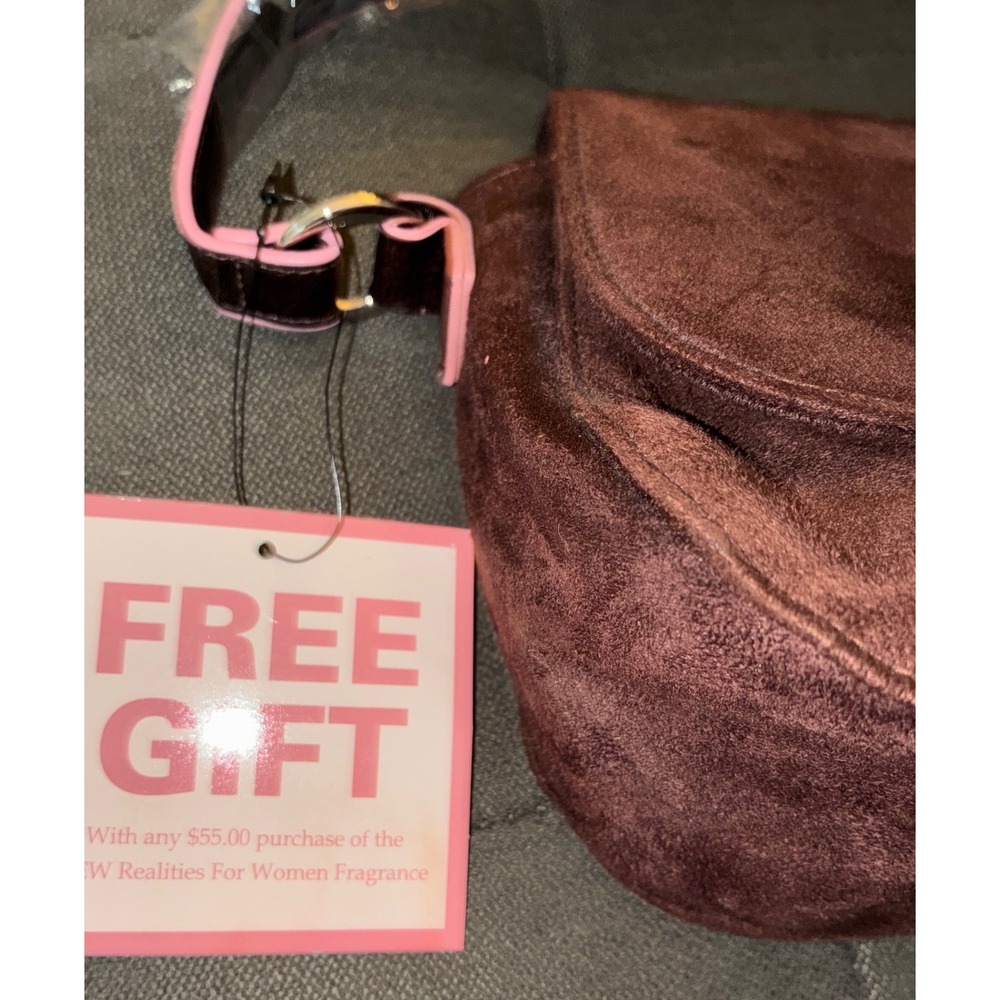 Liz Claiborne Realities Shoulder Bag Women Small Brown Pink Y2K Buckle Baguette - Picture 4 of 6